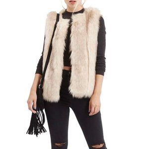 ‘Leah’ Faux Fur Vest By TopShop Cream